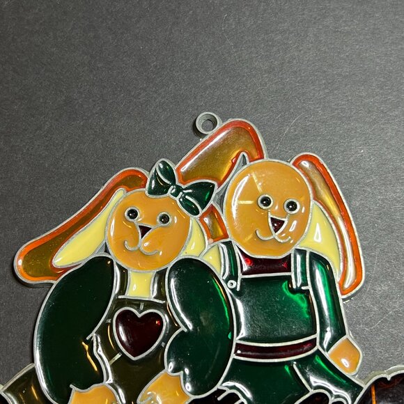 VTG Green Multicolor Plexiglass Acrylic Easter Bunny Rabbit Suncatcher Ornament - Picture 2 of 6